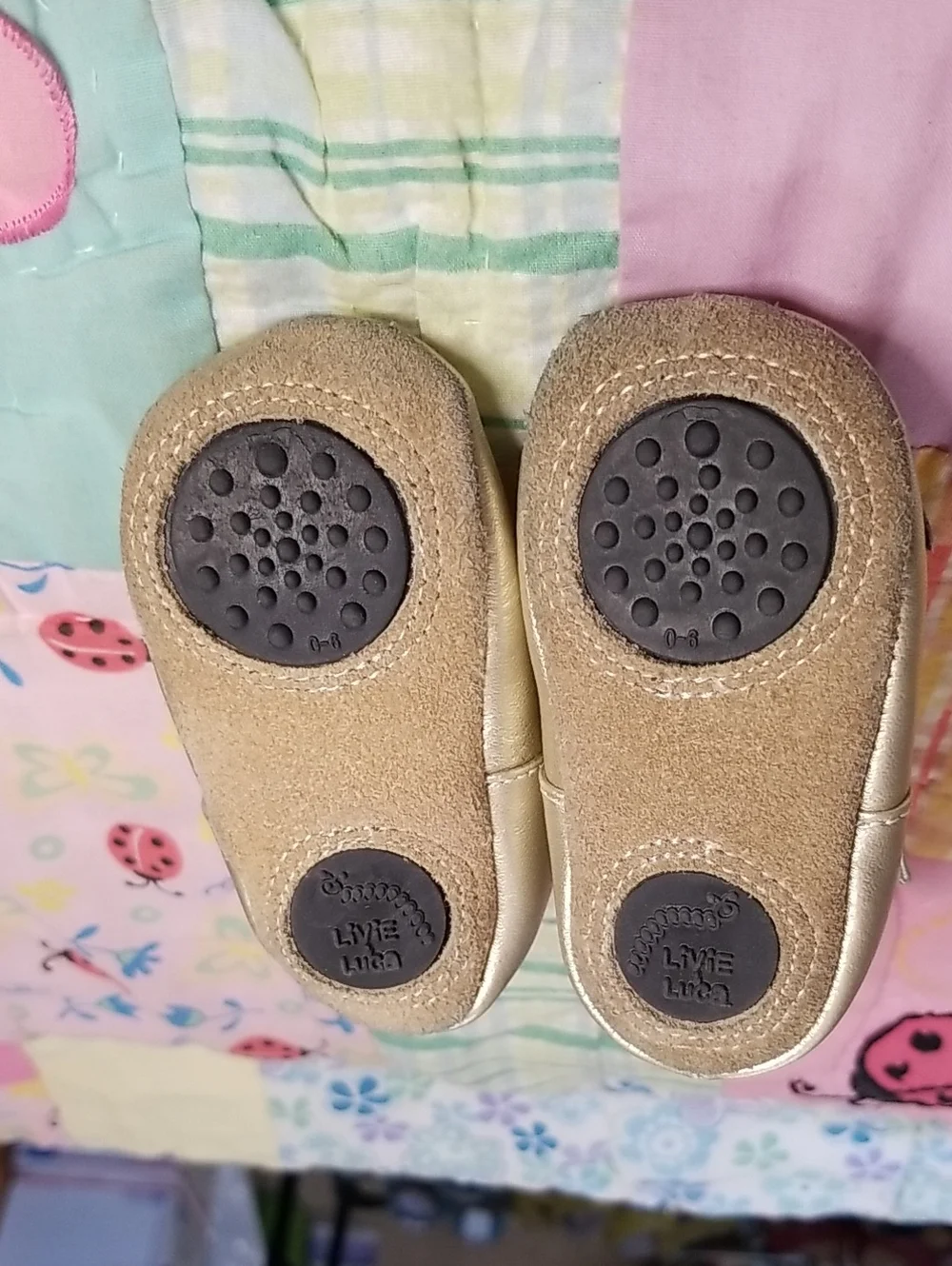 Livie & Luca Metallic Leather Mary Janes with Purple Bird 0-6 Month Pio Pio